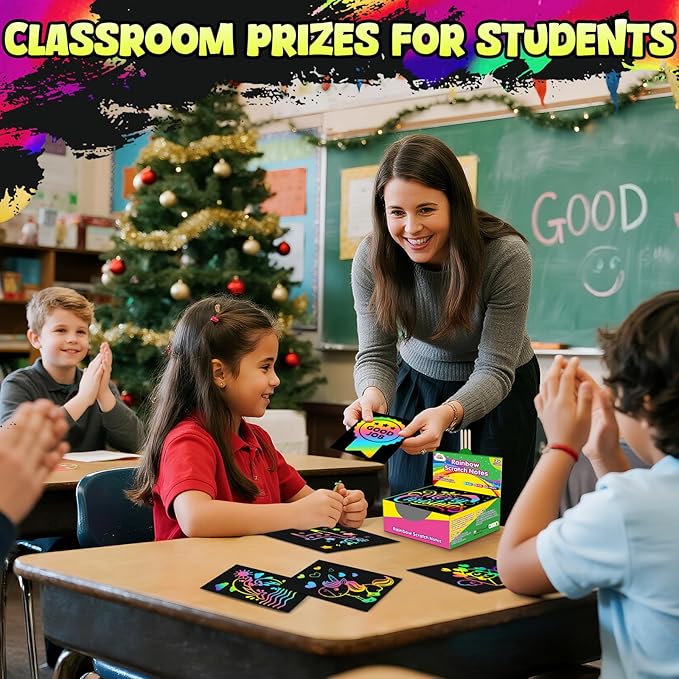 ZMLM 165 Rainbow Scratch Paper Art Crafts Mini Notes Stocking Stuffers for Kids Gifts 4 5 6 7 8 9 10 Years Old Girls Boys Students Teens Classroom Prizes School Supplies Birthday Party Toy Activity