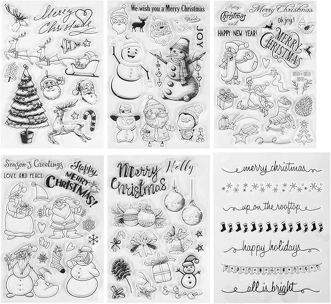 Kesoto 6 Pieces Christmas Theme Clear Stamps Scrapbooking Album Paper Cards Making Decoration