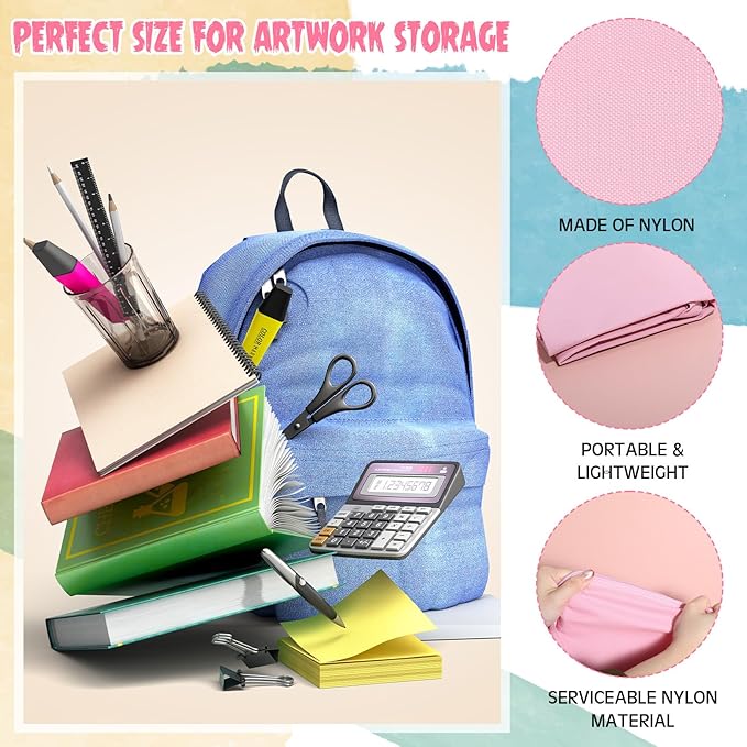 Abbylike 48 x 36 Inch Art Portfolio Bag Large Size Art Supply Bag with Nylon Shoulder Waterproof Poster Board Painting Drawing Sketch Storage Carrying Case for Christmas Artwork Gift(Pink,1 Pcs)