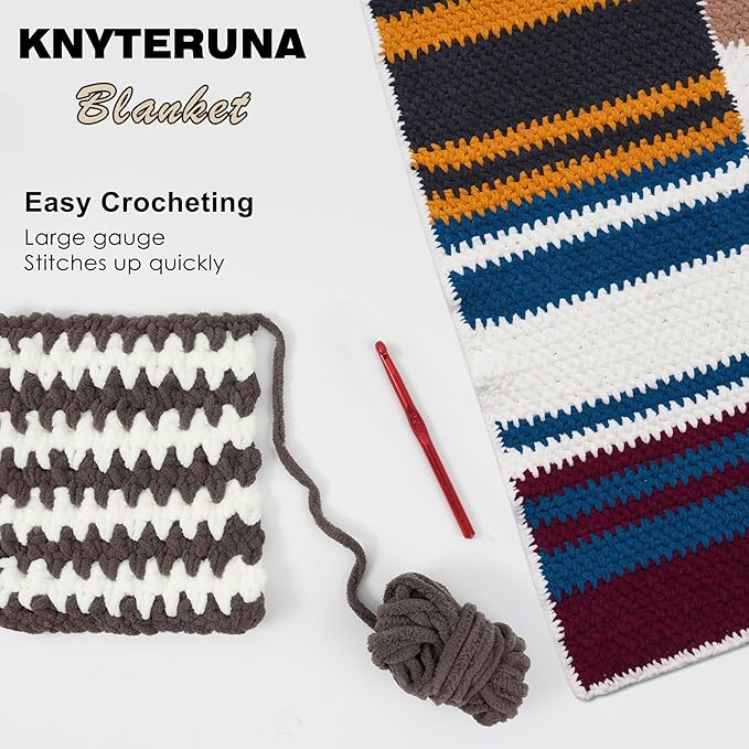 #6 Super Bulky Blanket Yarn for Crocheting - 4 Skeins(Each 10.5oz/300g, 220yds/201m), Chunky Chenille Thick Plush Big Soft Yarn for Crocheting Knitting Blankets, Sand