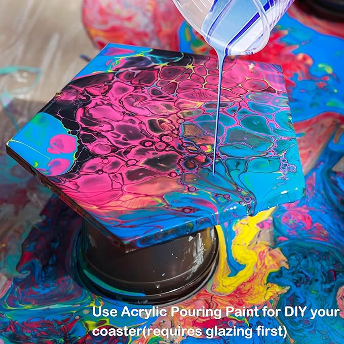 24 Pack Ceramic Tiles for Crafts with 2 Holders, White Unglazed Blank Ceramic Coasters with Self-Adhesive Cork Backing Pads for Acrylic Pouring, Painting, Make Your Own DIY Coasters (Hexagon)