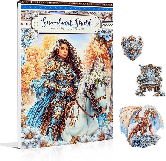 Dwpetzo Scrapbooking Sticker Book, 20 Sheets Pe-Cut PET, Washi Tape, and Craft Paper Stickers for Junk Journal Supplies, Journal Stickers for Journaling, Planner, Bujo, Collage (Sword and Shield)