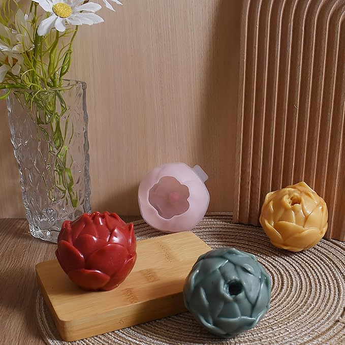 Silicone 3D Flower Bud Mold - Wave Candle Silicone Resin Casting Molds for Candle & Resin & Soap Craft Supplies