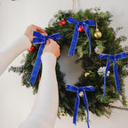 Chuangdi 1 Inch, 30 Yard Christmas Royal Blue Velvet Ribbon Vintage Wide Velvet Ribbons for Christmas Tree Ornaments Flower Bouquets Wedding Wreath Bow Making DIY Craft Choker