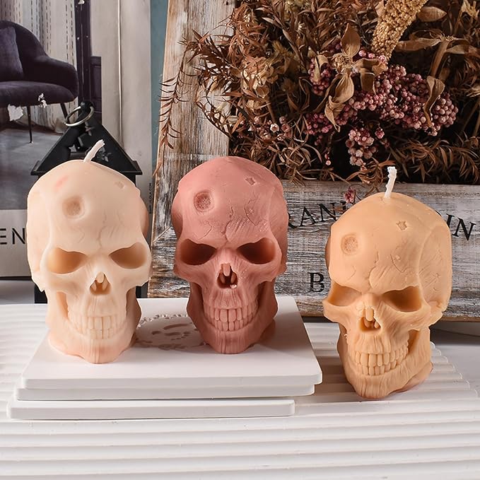 Skull Head Candle Mold - Resin Casting Silicone Molds for Home Decor & Candle Making Wave Spiral Mold