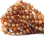 45PCS 8mm Coffee Dragon Vein Agate Gemstone Round Loose Beads for Jewelry Making 1 Strand 15"