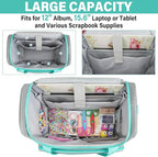 Craft Bag for Scrapbook Supplies, Large Scrapbook Tote with 15.6'' Laptop Sleeve, Art Supply Storage Bag with Multiple Pockets for Scrapbooking Tools, Gray