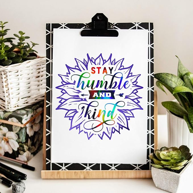 GIRAFVINYL Black Holographic Vinyl, 12" X 6ft Glossy Rainbow Black Permanent Vinyl for Crafts, Expressions, Decal, Signs, Stickers