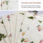 Handmade Botanical Craft Paper - 25 Sheets 5.8x8.27Inch Art Paper for Watercolor,Wedding Invites,Scrapbooking - Vintage Textured Designs for DIY,Gift Wrapping & Cultural Projects A5
