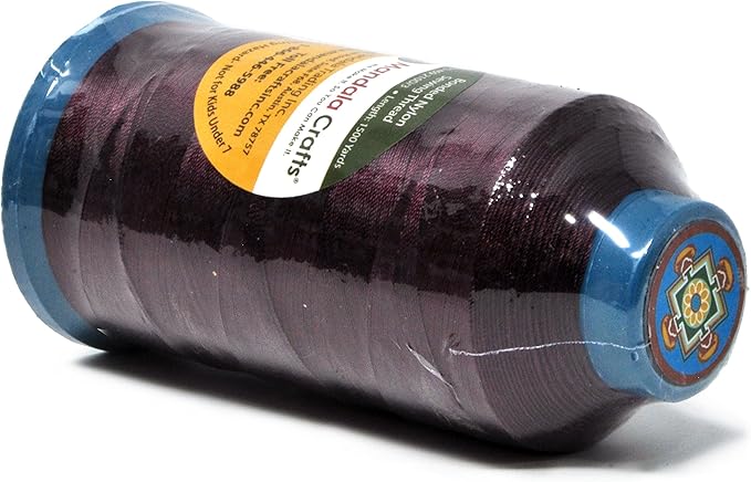 Mandala Crafts Bonded Nylon Thread Burgundy Heavy Duty Sewing Threads - 1500 YDs Size 69 210D T70 Tex 70 Thread for Leather Jeans Weaving Outdoor Marine Upholstery Threads