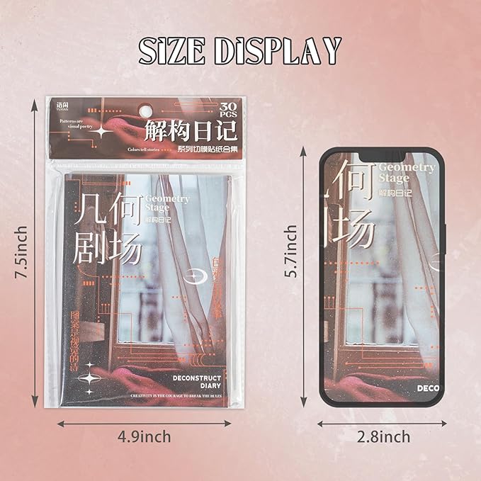 Y2K Sticker Book for Scrapbook & Journaling Supplies - 30 Sheets Vintage Travel Stickers with Glossy, Matte & Textured Finishes | Junk Journal Kit, Ephemera, Collage DIY