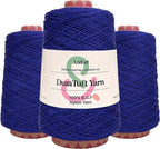 And-et DuraTuft Yarn 45 Vibrant Colors Tufting Nylon Yarn Pack - Ideal for Crochet, Craft Projects - 100% B.C.F. - 3 Cones x 1.66lbs - 180yards - Perfect for Rug Weaving and Knitting (28 Ultramarine)