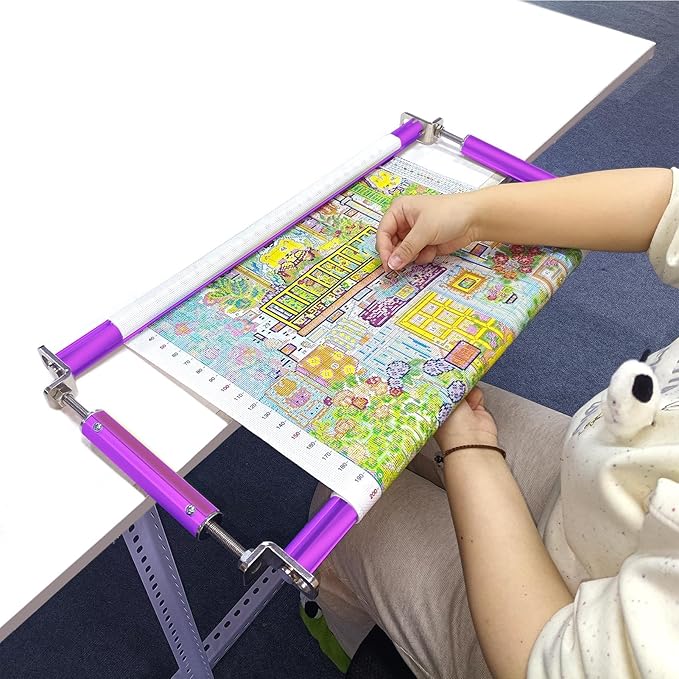 Couple Embroidery Art Embroidery Clip Frame Cross Stitch 4 Slot Presser Heavy Duty Embroidery Bandage Embroidery Frame Needlepoint Frame Embroidery Scroll Frame Embroidery Frames (Purple)