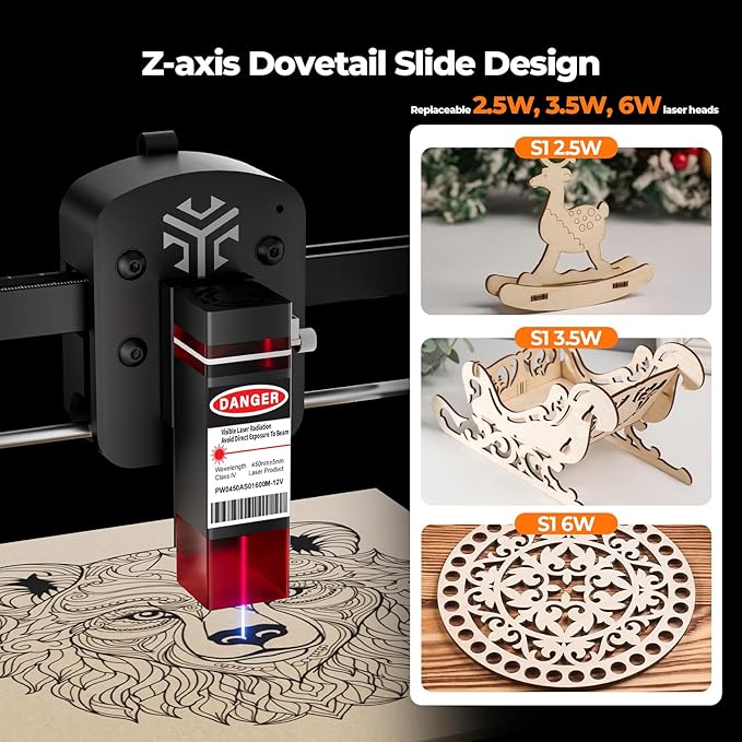 Acmer S1 Laser Engraver and Cutter Machine, 3.5W (3500mW) for Wood, Acrylic, Leather, Plastic - 130x130mm Compact Engraving Area, DIY Crafts & Art Projects, Precision Mini Engraving Framework Design