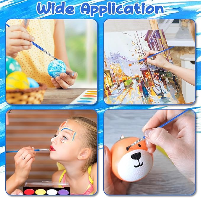 Paint Brushes Bulk, 50 Pcs Nylon Hair Paint Brushes for Acrylic Painting, Craft Paint Brushes Set for Kids Watercolor Face Canvas Detail Painting (Flat and Round)