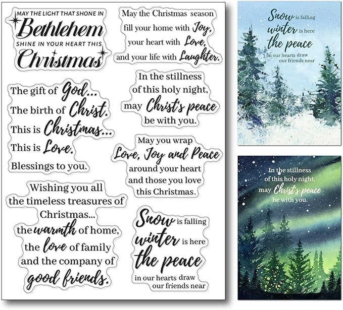 Arbuya Merry Christmas Verses Clear Stamps Christmas Sayings Silicone Stamps Christmas Sentiment Rubber Stamps for Christmas Cards Making DIY Scrapbooking Photo Album Decoration