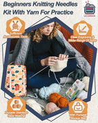 UCDRAMA 90PC Knitting Needles Set Beginners Knitting Kit with Yarn, Metal Single-pointed + Circular Knitting Needle Set US0-15 (2-10mm) with Knitting Accessories, Knitting Set for Beginner Adults/Kids