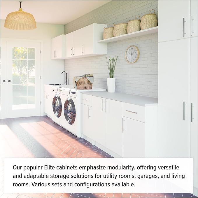 Prepac Elite 24" Storage Cabinet, White Storage Cabinet, Bathroom Cabinet, Pantry Cabinet with 3 Shelves 16" D x 24" W x 65" H, WES-2464