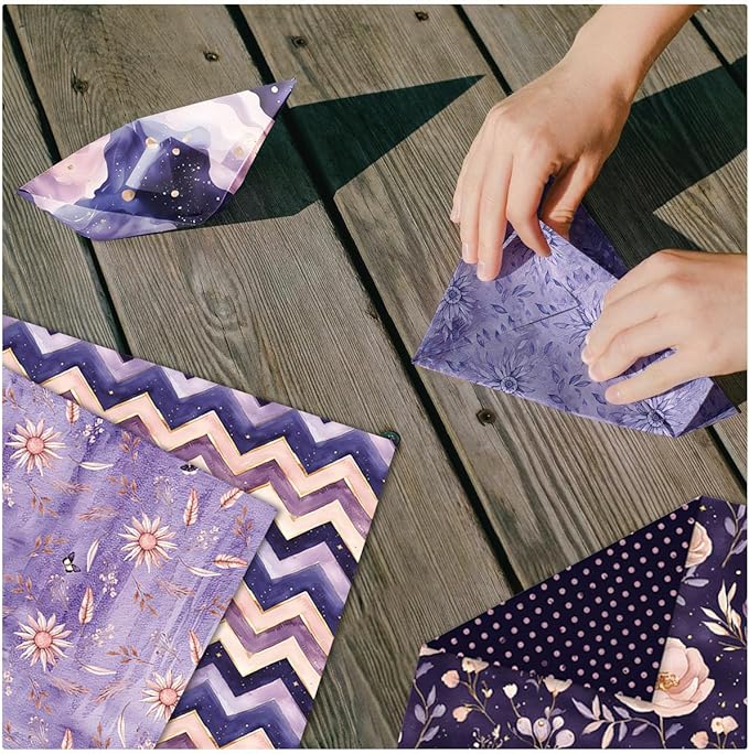 Scrapbook Paper 12x12, Double-Sided Suede Textured Decorative Craft Paper Set for Greeting Cards, Photo Album Decoration, 24 Sheets/24 Designs