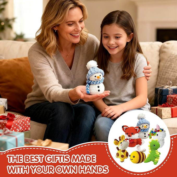 BLZEDIM 6Pcs Crochet Kit for Beginners, 2026 DIY Crochet Animal Kits with Step-by-Step Video Tutorials Beginner Knitting Kit for Adults DIY Stuffed Animals Craft Gift for Starter (Unicorn)