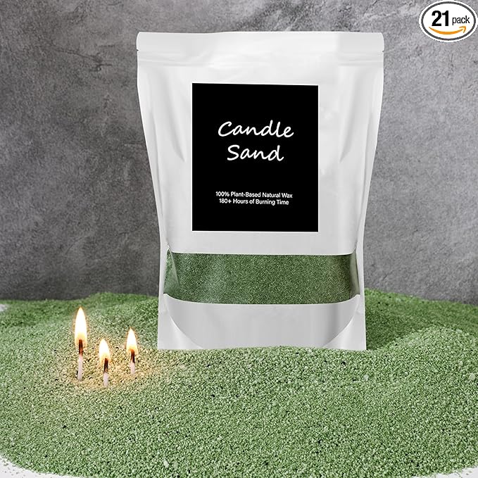 MTLEE Candle Sand 3.3 lb DIY Pearled Candle Making Kit Included 20 Pcs Wicks and Refillable Beaded Wax Sand Beaded Wax Gift with Wicks Self Extinguish for Home Wedding Party Women(Green)