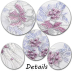 Beaded Pearl Flower Fabric Lace Applique, Floral Embroidered Patches Handmade Sewing Tool for DIY Neckline Bodice Wedding Bridal Prom Dress(Purple-Large)