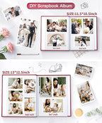 Popotop Photo Album Self Adhesive Scrapbook Album for 4x6 5x7 8x10 Pictures DIY Photo Book as Scrapbooking Supplies Kits, Birthday Gifts for Women Mom Wedding Baby Family Travel