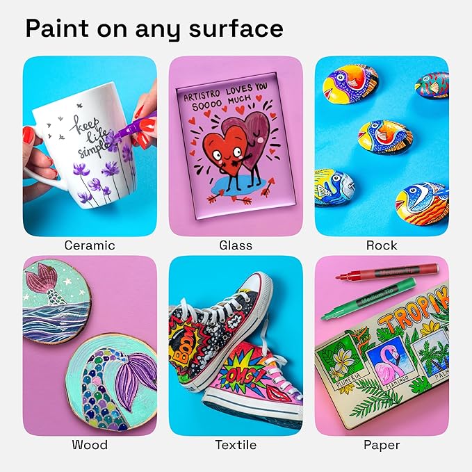 ARTISTRO - Fabric Paint pens and Paint Markers – Permanent Fabric Decorating Pens for Clothes, Canvas, and DIY Crafts (30 Medium Tip)