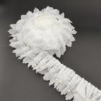 3 Yards White Pleated Lace Chiffon Fabric Elastic Lace Trim for Wedding Bridal Dress Decoration DIY Sewing Clothing Decoration, 2 Inch