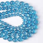 6mm 60PCS Blue Crystal Crackle Quartz Stone Spacer Round Loose Beads for Jewelry Making DIY Bracelet 15 inches Strand