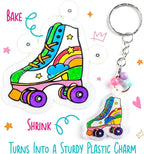 GirlZone Shrink Craft Kit for Kids, DIY Keychain & Magnet Making Set with Pre-Designed Shrink Plastic Sheets & Chalk Pens, Screen-Free Art Activity, Creative Gift for Birthdays, Christmas & Holidays