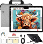 Rechargeable A3 Light Pad With Padded Case For Diamond Painting,Tracing Light Box with Stand/Clip/Magnet,3 Colors and 6 Levels of Brightness light board for Artists,Drawing,Sketching,Animation,Tracing