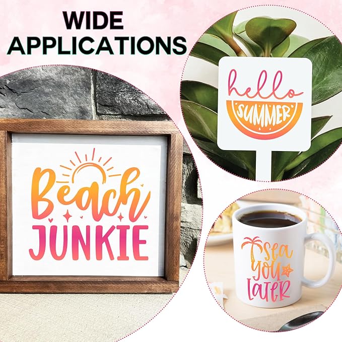 Tintnut Orange Pink Permanent Vinyl - 8 Sheets 12"x10" Gradient Adhesive Self Sticker, Ombre Glossy Self Sticker Water Proofing Vinyl Compatible with Cricut Or Silhouette