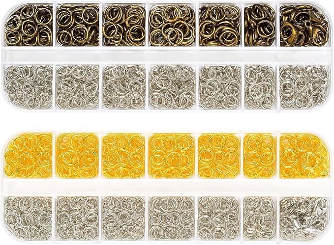 Mandala Crafts 12mm Assorted Metal Lobster Clasps for Jewelry Making - 2568 Lobster Claw Clasps with Jump Rings Jewelry Findings Kit for Necklaces Bracelets Charms Fasteners