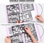 10 Pcs 0.3mm Magnet Sheets and 80 pockets/20 pages Storage Album for Stamp and Cutting Dies Storage Book Organizer Folder for Storage Die Cutting, DIY Scrapbooking Card Making Supplies (Purple)