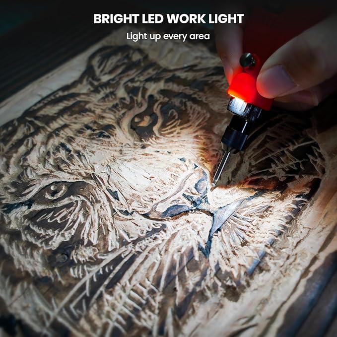 HARDELL Engraving Pen, 5 Speed Rechargeable Engraver Pen - Electric Cordless Engraving Tool for 60+ Surfaces - Beginner Friendly with 37 Accessories, Ultimate Engraving Pen Kit for Artists & DIYers