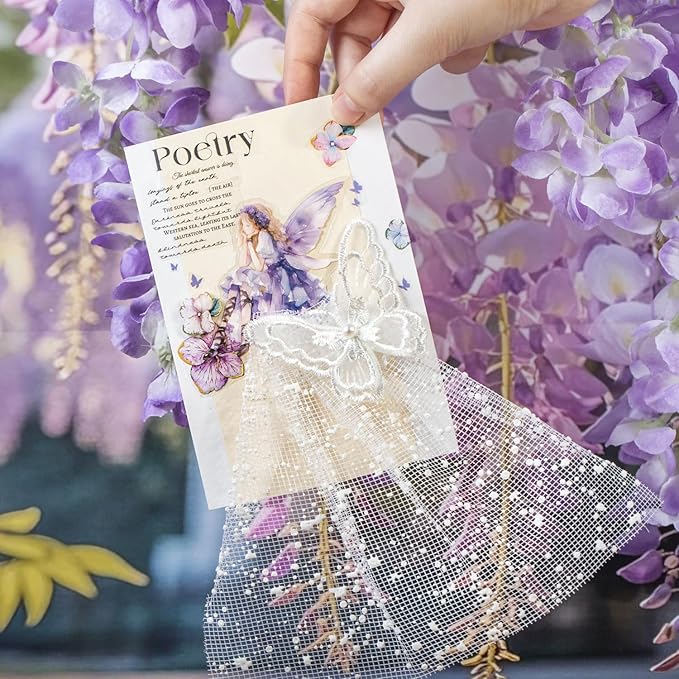 TIAMECH Violet Garden PET Stickers - 80 Pcs Vine Fairy Scenery Courtyard Violet Girl Design, Waterproof Sticker for Journaling & Scrapbooking, Junk Journal Supplies, Ephemera & DIY Crafts