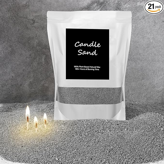 MTLEE Candle Sand 3.3 lb DIY Pearled Candle Making Kit Included 20 Pcs Wicks and Refillable Beaded Wax Sand Beaded Wax Gift with Wicks Self Extinguish for Home Wedding Party Women(Gray)