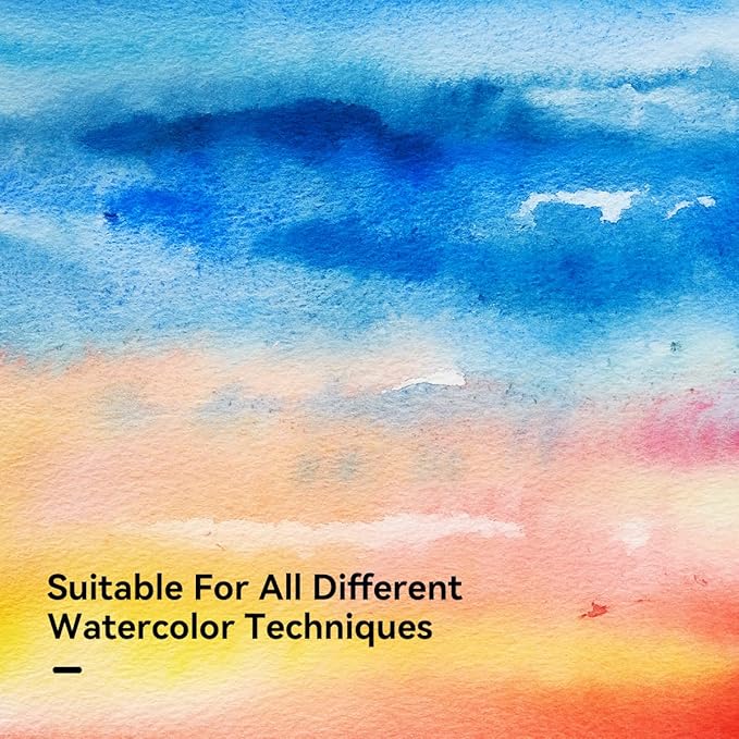 Paul Rubens 60 Sheets Watercolor Paper,Hot Press 50% Cotton&140lb /300gsm Acid-Free Bulk White Paper for Artists, Students & Adults（10.63 * 7.68 inch）