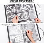 10 Pcs 0.3mm Magnet Sheets and 80 pockets/20 pages Storage Album for Stamp and Cutting Dies Storage Book Organizer Folder for Storage Die Cutting, DIY Scrapbooking Card Making Supplies (Black)