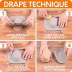 Byllstore 3-Pack Oval Pottery Molds | Create Bowls & Plates | 4″, 6″ & 8″ Ceramic Tops | Interchangeable Handle