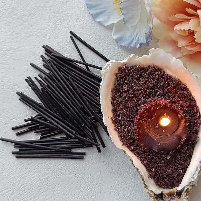 400-Pack Pearled Candle Cotton Wicks for Sand Candles Making - 2 Inch MANNYCOM Metal-Free and Lead-Free Refill Sand Wax Wick for Making DIY (Black)