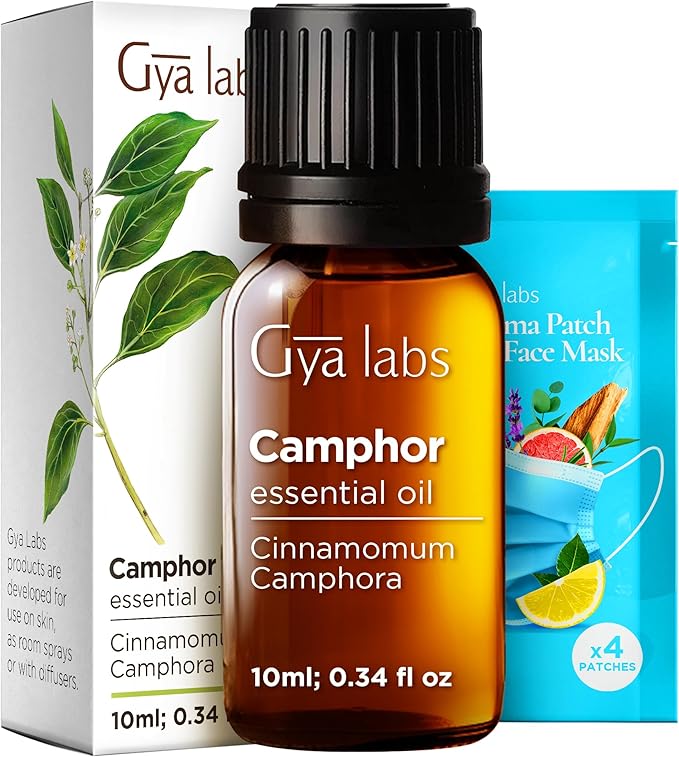 Gya Labs Camphor Essential Oil - 0.34 Fl Oz - for Hair, Skin, Diffuser, Aromatherapy & DIY Candle Making Scent