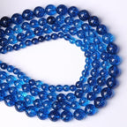 45pcs 8mm Natural Blue Crystal Crackle Quartz Stone Round Loose Beads for Jewelry Making DIY Bracelets Necklaces Energy Healing Stone Beads 15" (8mm, Blue Crackle Quartz)