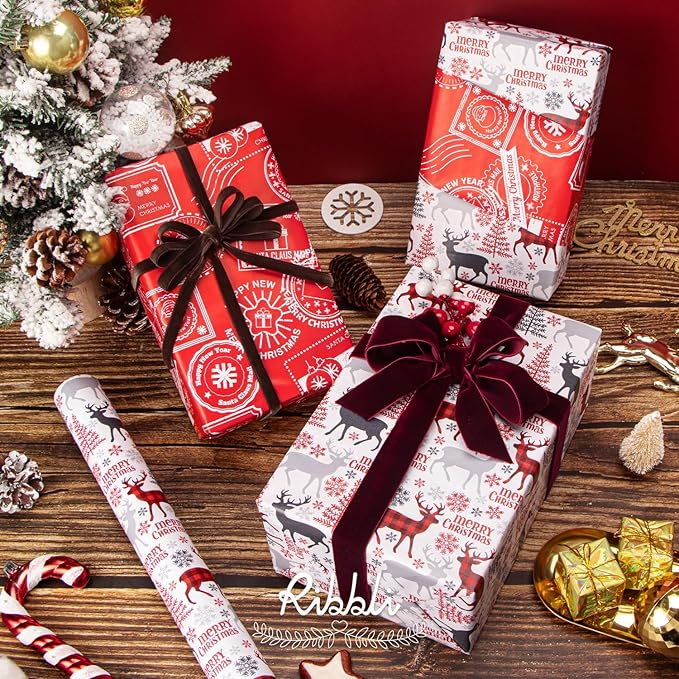 Ribbli Burgundy Velvet Ribbon 1 Inches Continuous10 Yard Spool Red Christmas Ribbon for Gift Wrapping Crafts Home Decor