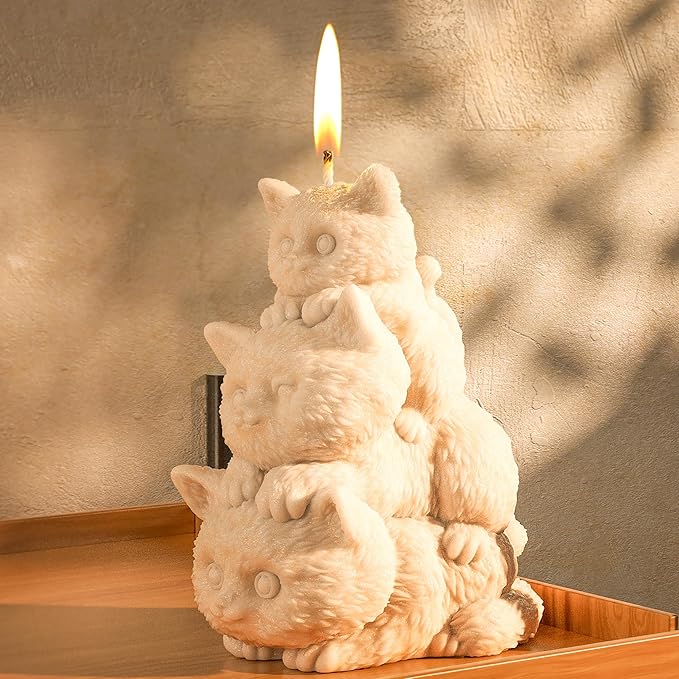 Cat Cylinder Mold Cat Candle - Resin Casting Silicone Molds for Home Decor & Candle Making Wave Spiral Mold