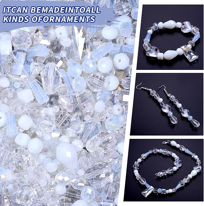 Assorted Glass Crystal Beads for Jewelry Making,DIY Lamp Work, Glass Spacer Beads Colorful Clear Electroplated Color Crystal Beads, Colorful Assortment Bulk Mix, Half Pound