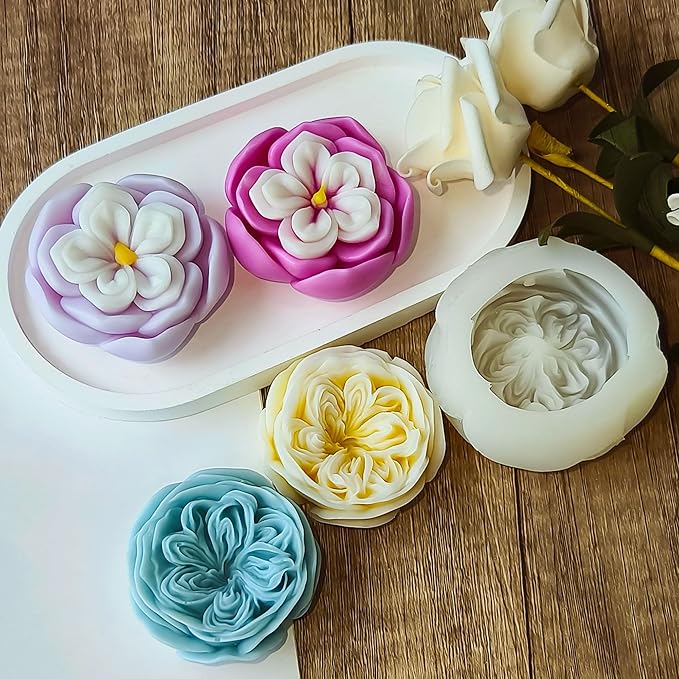2 Pack Flower Soap & Candle Mold - Silicone 3D Molds for Candy & Home Decor - Resin Casting & Making Molds