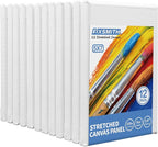 FIXSMITH Stretched White Blank Canvas- 5x7 Inch,Bulk Pack of 12,Primed,100% Cotton,5/8 Inch Profile of Super Value Pack for Acrylics,Oils & Other Painting Media.