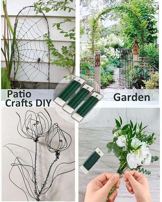 Green Floral Wire 3 Pack 117 Yards 22 Gauge Flexible Paddle Wire for Crafts Christmas Wreaths Tree,Garland and Floral Arrangements